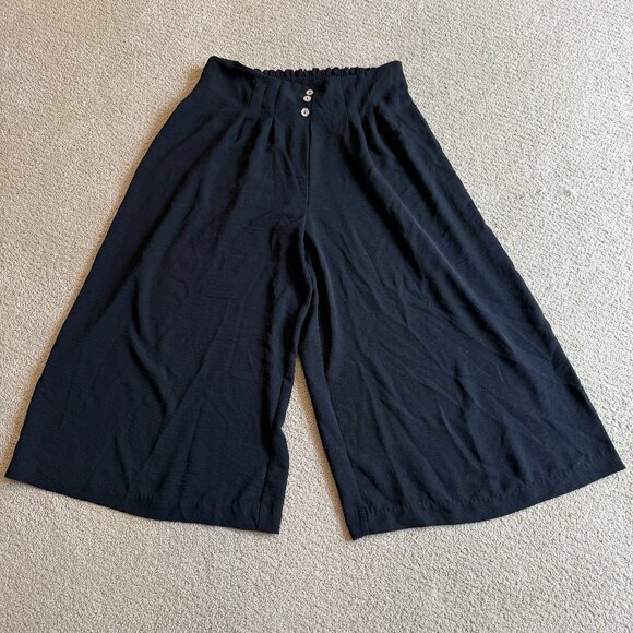 Meg & Margot Pants Black Wide Leg Ankle Boho Pull On Minimal Travel XL #RO25562 - Picture 1 of 11